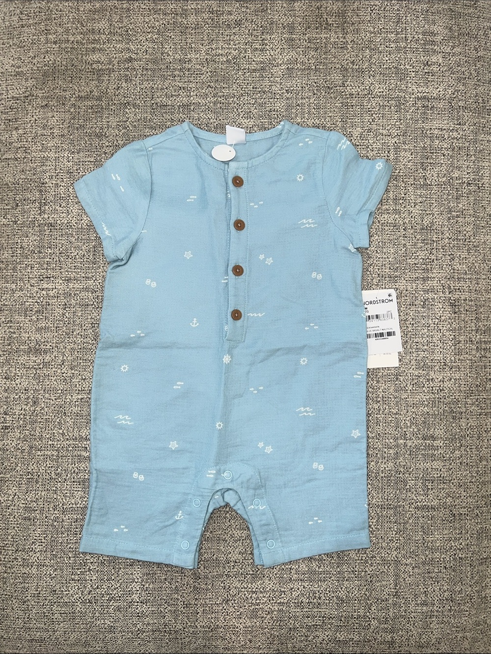 Nordstrom Light Blue Short-Sleeve Baby Romper